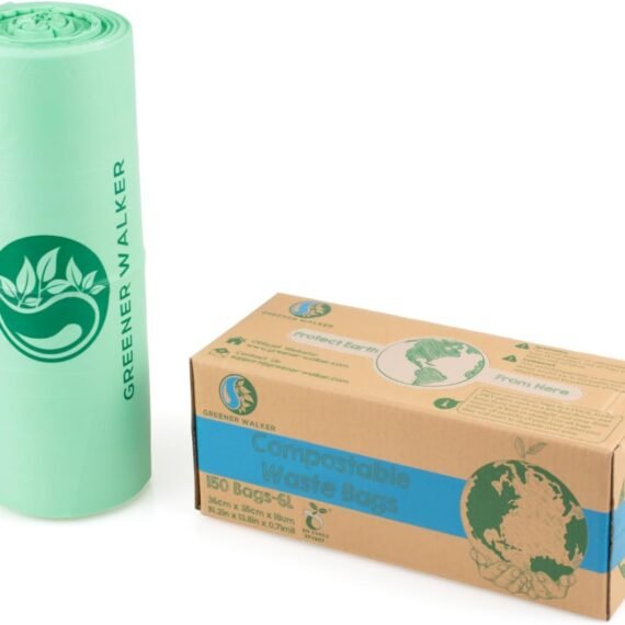 Greener Walker 6L-150Bags 100% Compostable Biodegradable Bin Liners 6L/10L/30L Food Waste Bags with EN13432 Certificate Caddy Kitchen Bin Liners