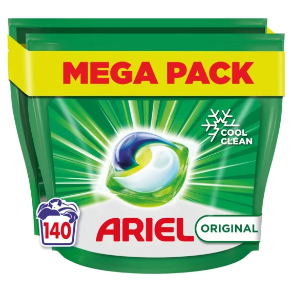 (Envío gratuito) Cápsulas Ariel All in One, 140 lavados