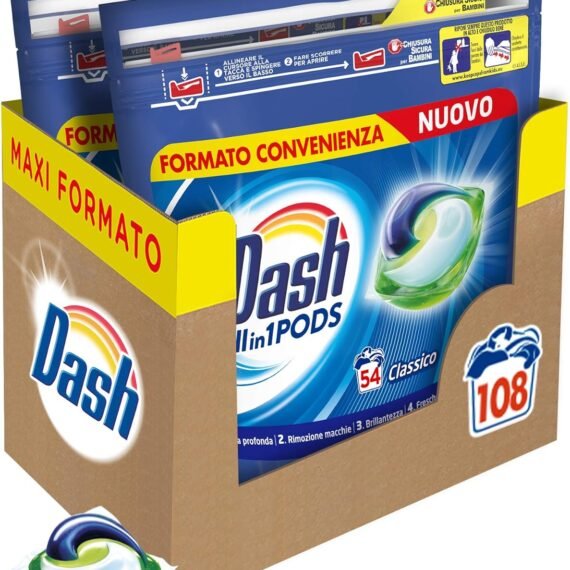 (Envío gratuito) Dash Pods All in 1 - Detergente para lavadora en cápsulas, 108 lavados (2 x 54)